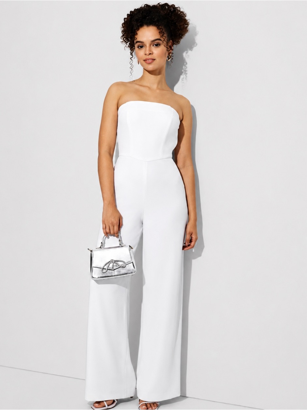 NWT Wild Fable XS White Wide Leg Bandeau Jumpsuit Sleeveless